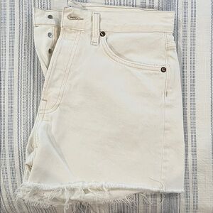White Frayed Hem Denim Shorts